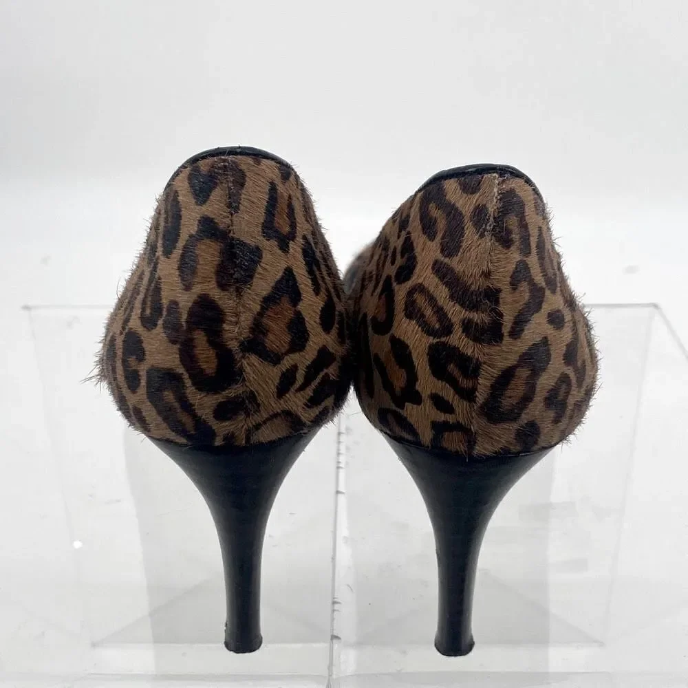 Banana Republic Genuine Calf Hair Pumps Animal Print Leopard Heels Brown Tan‎ 7